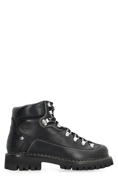 Dsquared2 Canadian Lace-up Leather Ankle Boots In Black