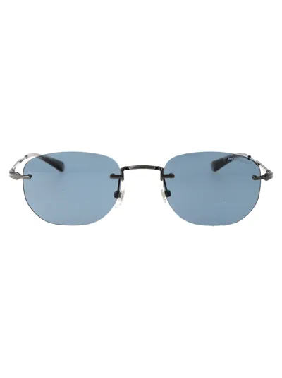 Montblanc Mb0303s Sunglasses In 002 Ruthenium Ruthenium Blue