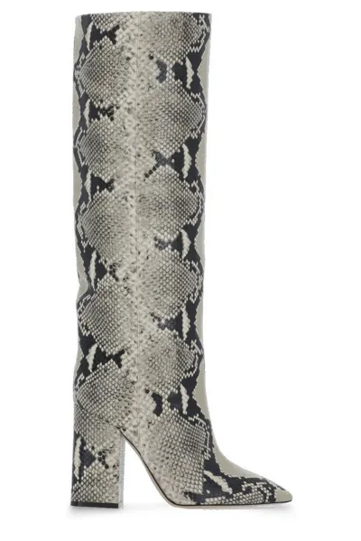 Paris Texas Women's Knee-high Python-embossed Leather Boots In Beige,black