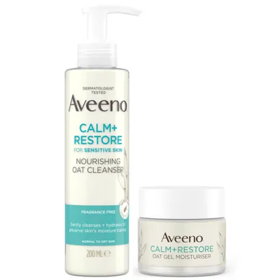 Aveeno Face Calm And Restore Sensitive Skin Best Seller Duo In White