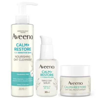 Aveeno Face Calm And Restore Morning Nourish Routine In White