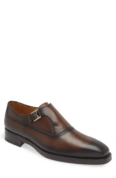 Mezlan Patina Monk Strap Shoe In Mocha