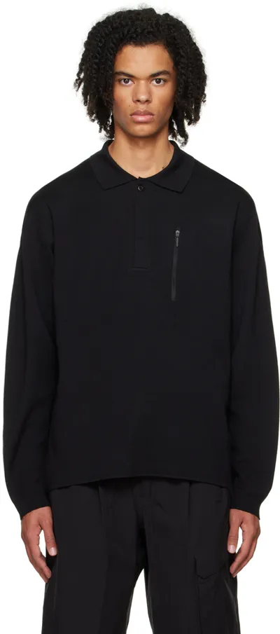 Descente Black Fusion Knit Polo In Bk