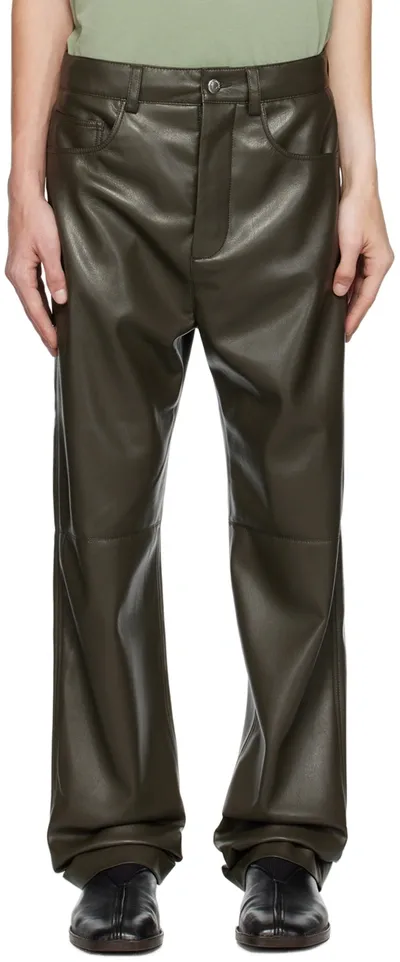 Nanushka Gray Aric Vegan Leather Pants In Soil