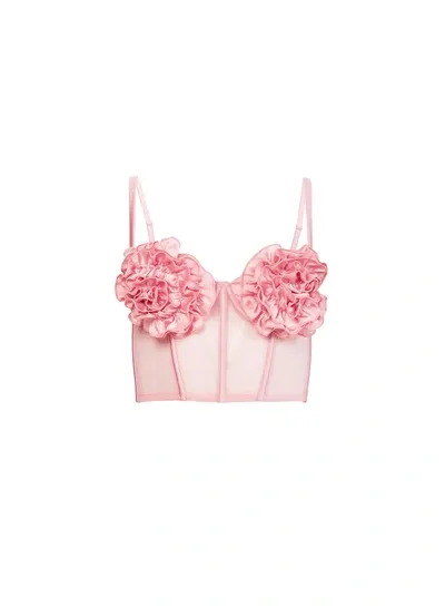 Fleur Du Mal Rose-appliqué Bustier Top In Pink Lady