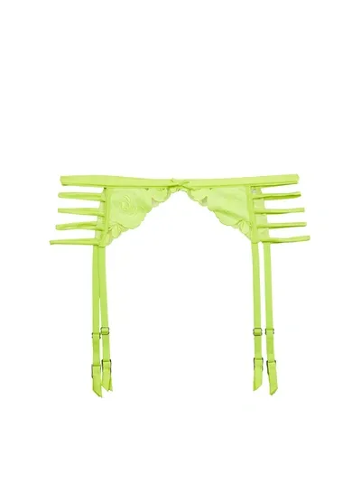 Fleur Du Mal Rose-embroidery Garter Belt In Neon Yellow