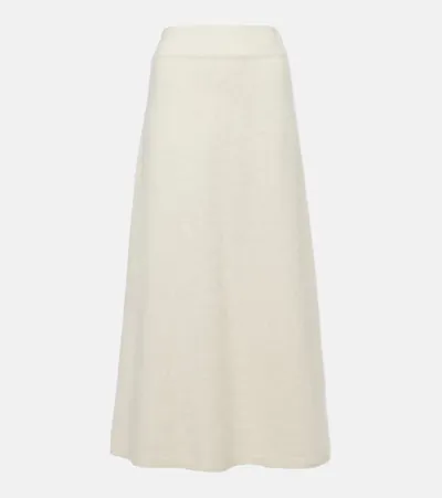 Lisa Yang Asta Brushed Cashmere Midi Skirt In Cream