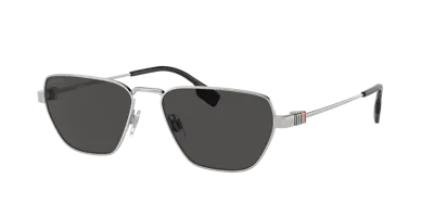 Burberry Mens Silver Be3146 Irregular-frame Metal Sunglasses In Dark Grey