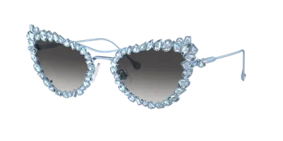 Swarovski Sk7011 Matte Light Blue Sunglasses In Grey Gradient