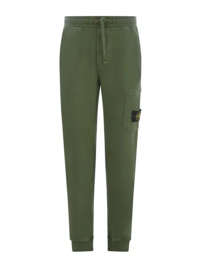 Stone Island Logo Patch Drawstring Track Trousers In Muschio