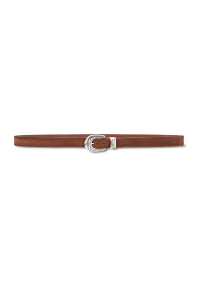 Boglioli Suede Belt With Detailed Buckle In Brown