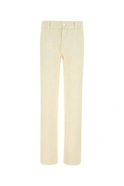 Bottega Veneta Jacquard Intreccio Pattern Trousers In Cream