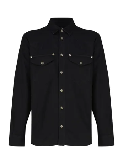 Versace Jeans Couture Cotton Shirt With Studs In Black