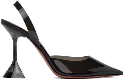 Amina Muaddi Black Holli Glass Slingback Heels