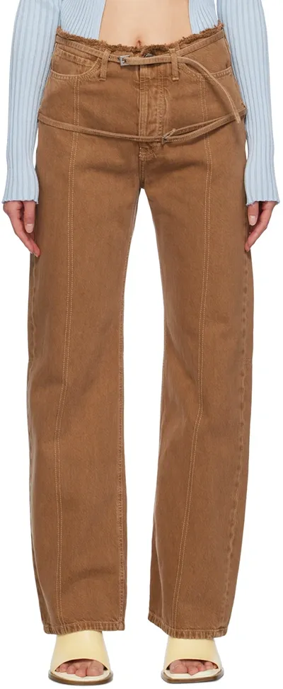 Jacquemus Brown Le Chouchou 'le De Nîmes Caraco' Jeans In Camel Beige