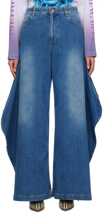 Burberry Denim Wide-leg Jeans In Blue