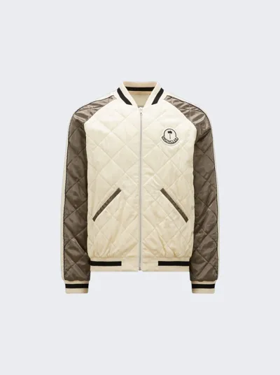 Moncler Gosper Down Varsity Jacket Multicolor In Light Green