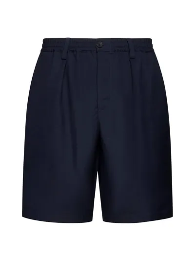 Marni Pleated Elasticated Waist Shorts In Dark Blue