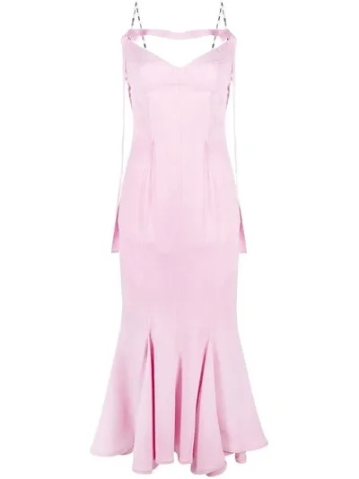 Attico Beath Chain-strap Mermaid Midi Dress In Sugar Pink