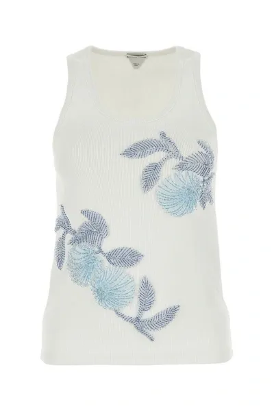 Bottega Veneta Beaded Cotton Tank Top In White