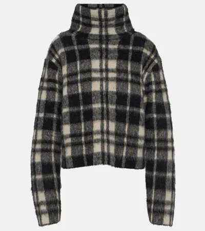 Polo Ralph Lauren Plaid Turtleneck Sweater In Black