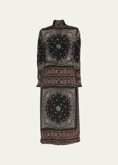 Zimmermann Paisley Utility Midi Dress In Black