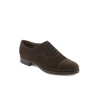 Edward Green Chelsea Mocca Suede Oxford Shoe In Marrone