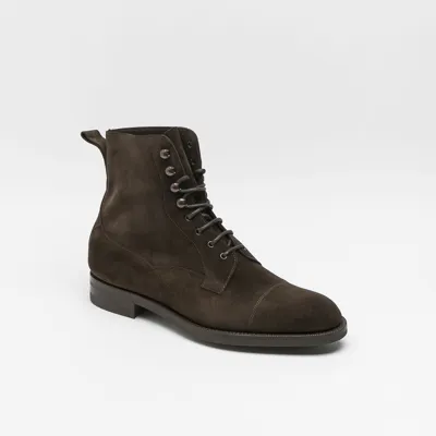 Edward Green Galway Mocca Suede Derby Boot In Marrone