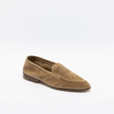 Edward Green Polperro Sand Baby Calf Unlined Loafer In Sabbia