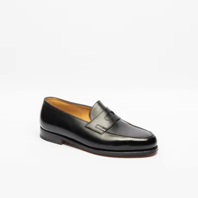 John Lobb Lopez Black Calf Penny Loafer In Nero