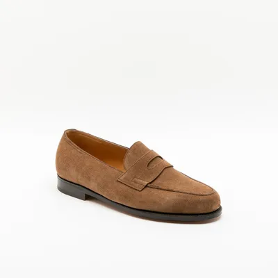 John Lobb Lopez Saddle Suede Unlined Penny Loafer In Beige