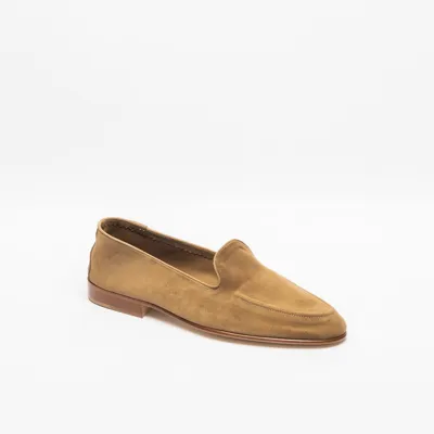 Edward Green Camel Baby Calf Unlined Loafer In Sabbia