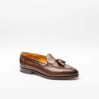 Edward Green Belgravia Dark Oak Antique Calf Tassel Loafer In Marrone