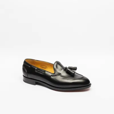 Edward Green Belgravia Black Calf Tassel Loafer In Nero