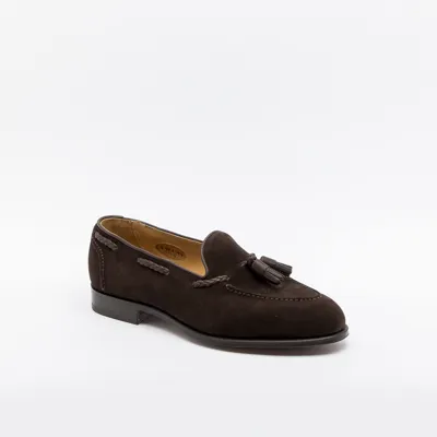 Edward Green Belgravia Leather-trimmed Suede Tasselled Loafers In Brown