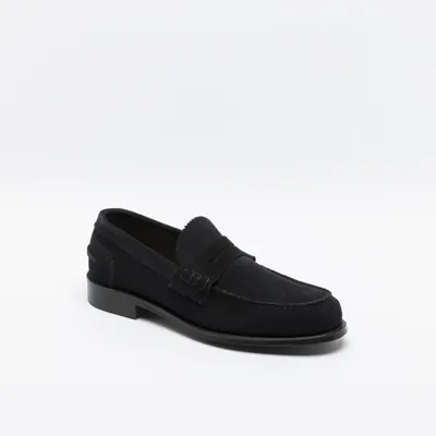 Cheaney Alt Navy Suede Loafer In Blu