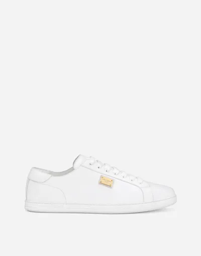 Dolce & Gabbana Saint Tropez Calfskin Sneakers In White