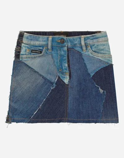 Dolce & Gabbana Short Patchwork Denim Skirt