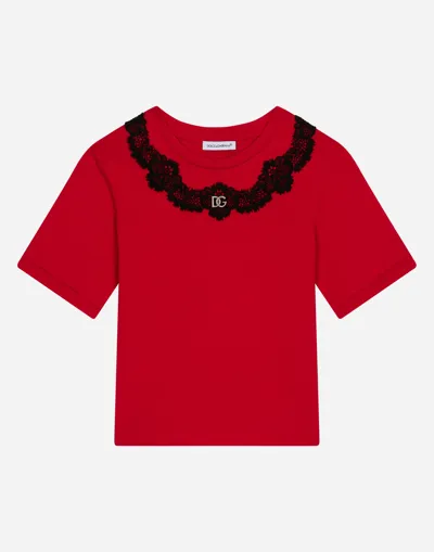 Dolce & Gabbana Jersey T-shirt With Lace Insert