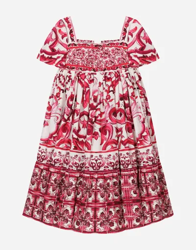 Dolce & Gabbana Long Majolica-print Poplin Dress