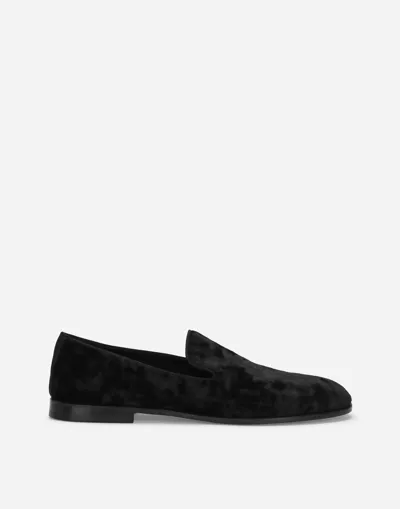 Dolce & Gabbana Velvet Slippers In Black