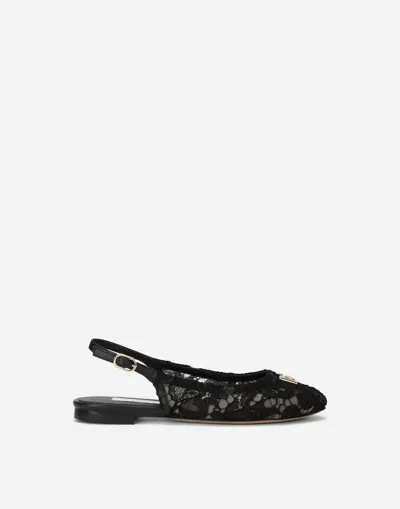 Dolce & Gabbana Cordonetto Lace Slingbacks With Dg Logo