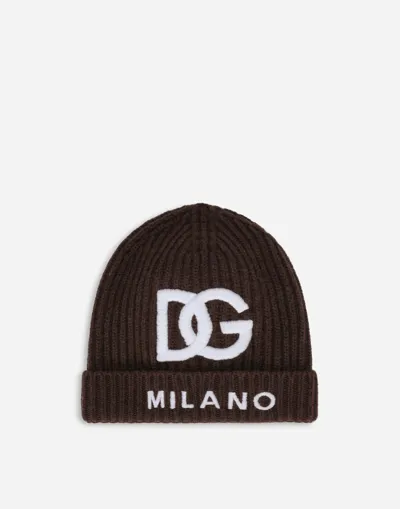 Dolce & Gabbana Fisherman's Rib Knit Hat With Logo Embroidery