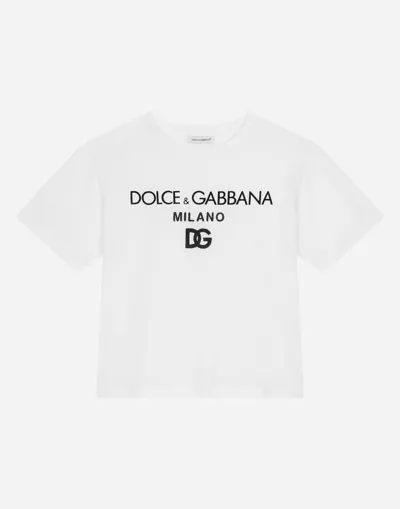 Dolce & Gabbana Jersey Round-neck T-shirt With Dg Milano Embroidery