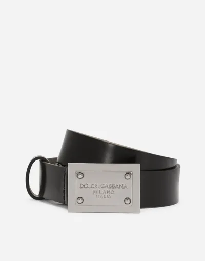 Dolce & Gabbana Calfskin Belt With Branded Tag