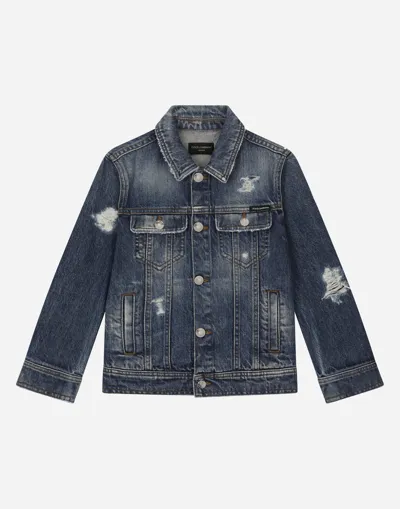 Dolce & Gabbana Washed Denim Jacket With Rips