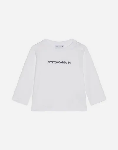 Dolce & Gabbana Babies' Long-sleeved Jersey T-shirt With Logo Embroidery