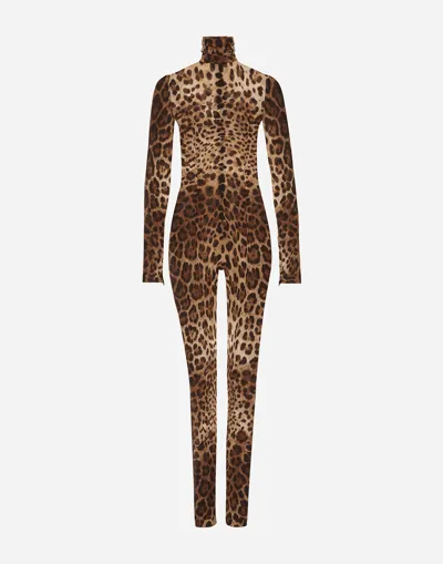 Dolce & Gabbana Kim Dolce&gabbana Sheer Leopard-print Jumpsuit