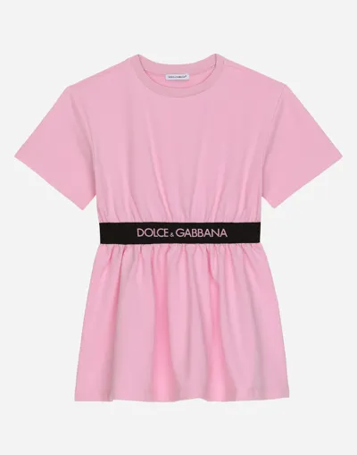 Dolce & Gabbana Kids' Interlock Dress With Branded Elastic