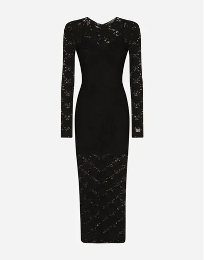 Dolce & Gabbana Long Lace Dress In Black